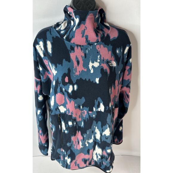 The North Face Woman's TKA Glacier Pullover Hoodie Size Large L Blue Pink Camo - Picture 2 of 6